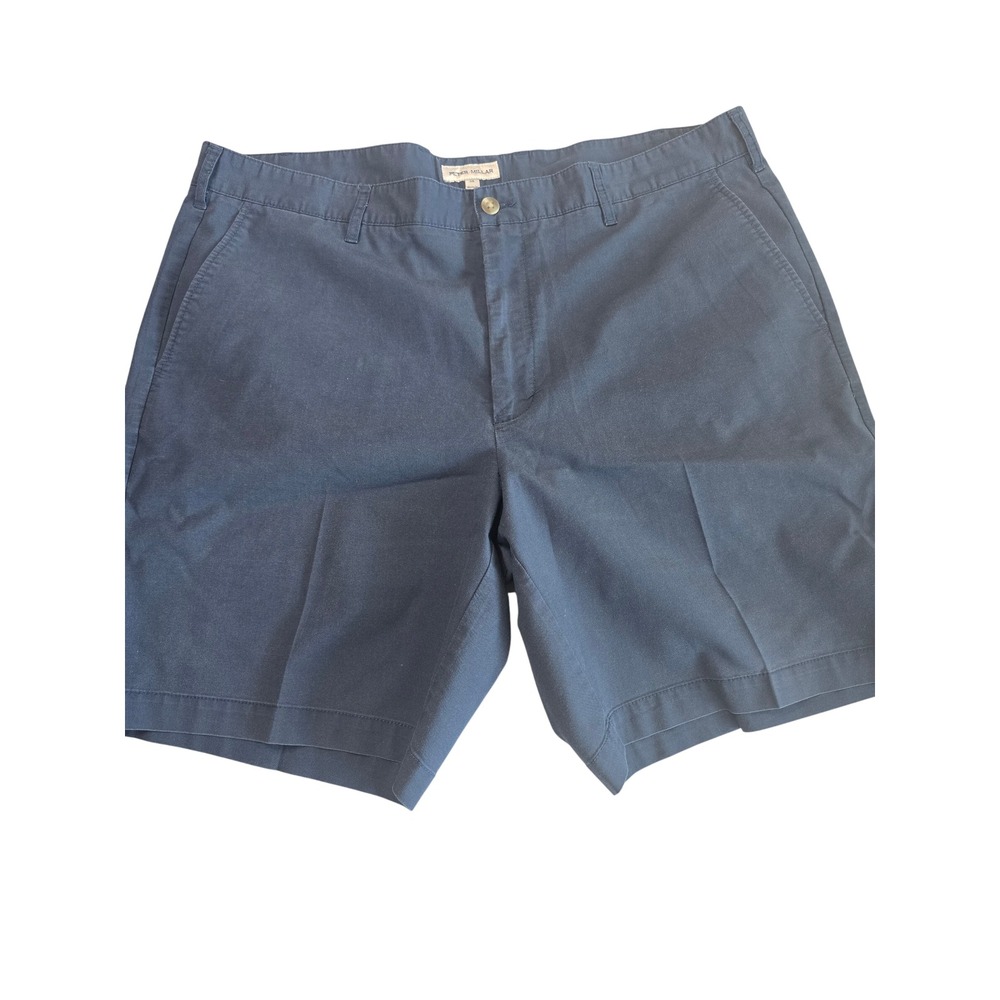 Peter Millar Mens Navy Blue Flat Front Casual Stretch Chino Shorts Size 38 EUC